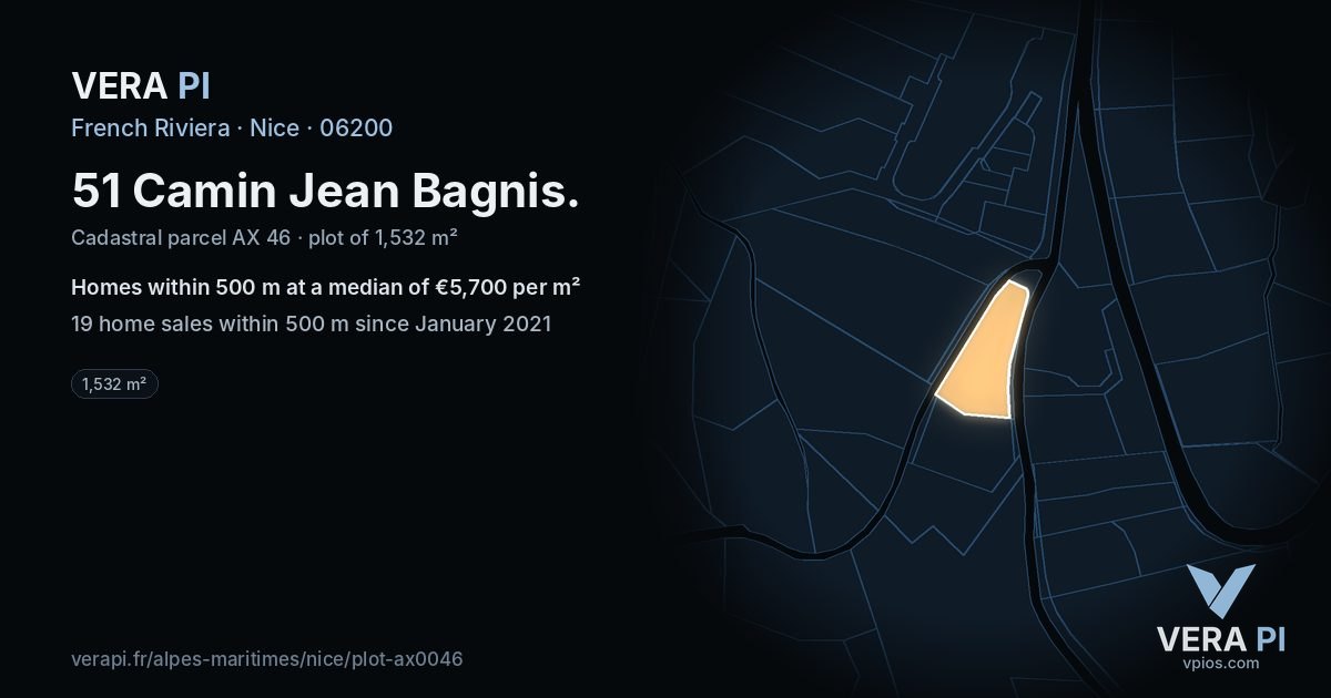 51 Camin Jean Bagnis, Nice at night – the plot lit, the parcels around coloured by the prices near them