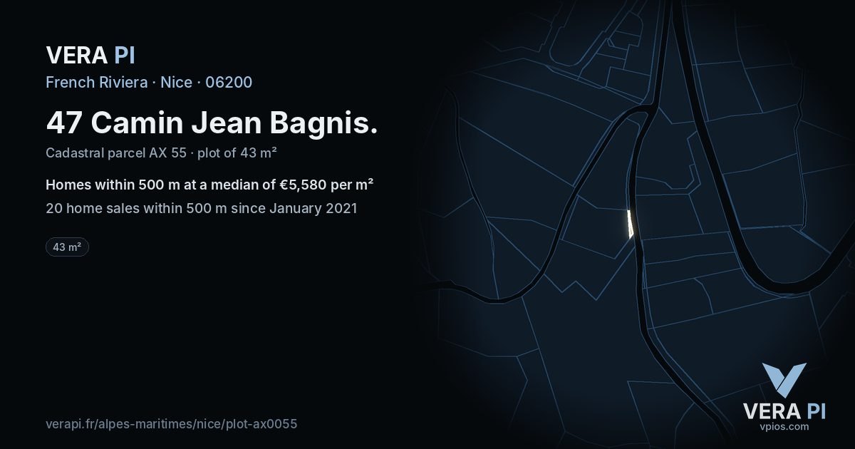 47 Camin Jean Bagnis, Nice at night – the plot lit, the parcels around coloured by the prices near them