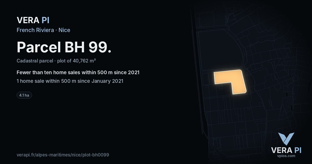 Parcel BH 99, Nice at night – the plot lit, the parcels around coloured by the prices near them