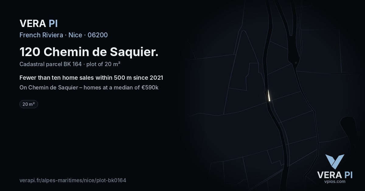 120 Chemin de Saquier, Nice at night – the plot lit, the parcels around coloured by the prices near them