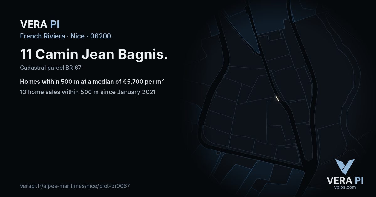 11 Camin Jean Bagnis, Nice at night – the plot lit, the parcels around coloured by the prices near them