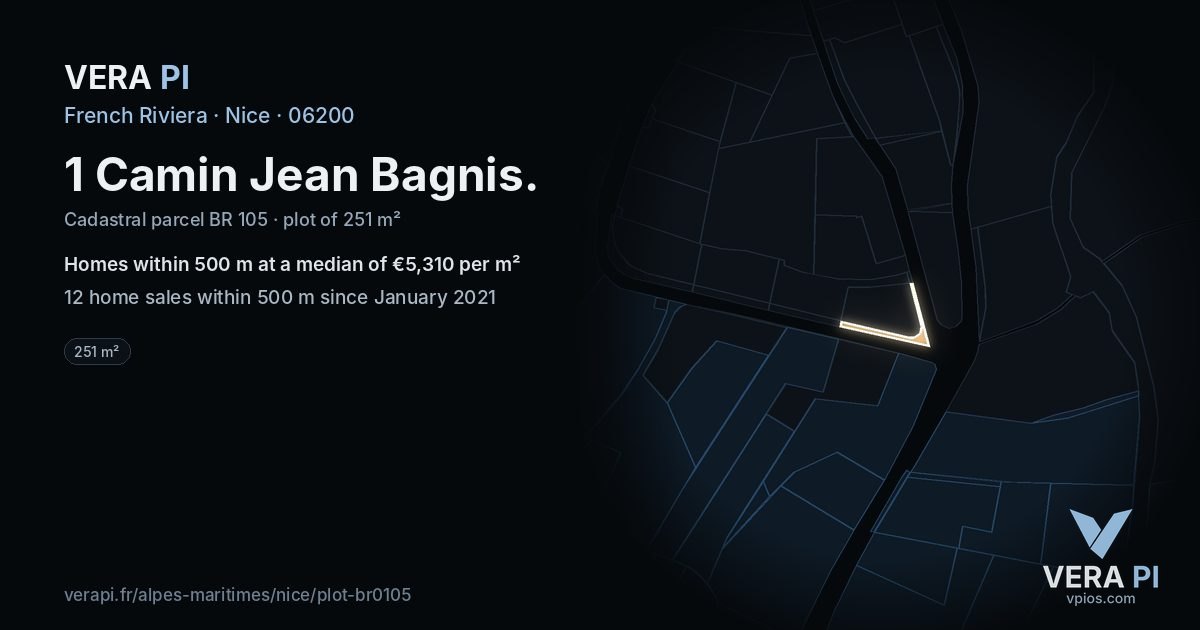 1 Camin Jean Bagnis, Nice at night – the plot lit, the parcels around coloured by the prices near them