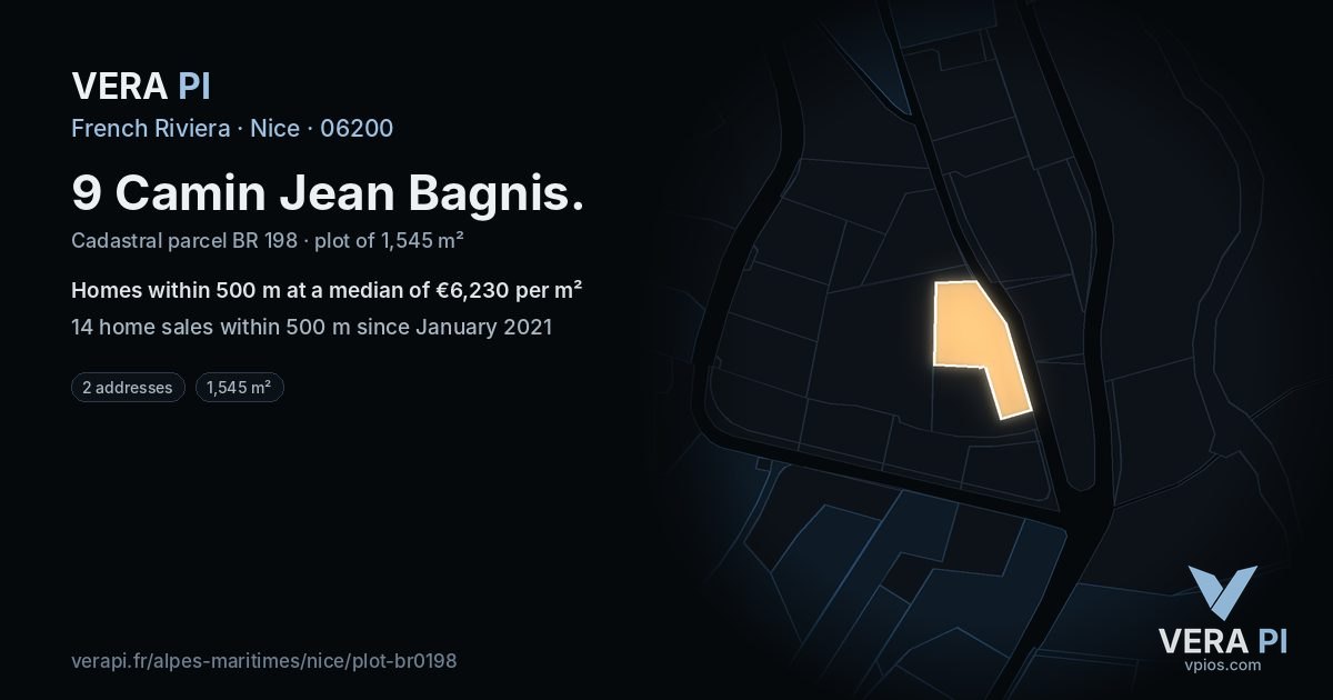 9 Camin Jean Bagnis, Nice at night – the plot lit, the parcels around coloured by the prices near them