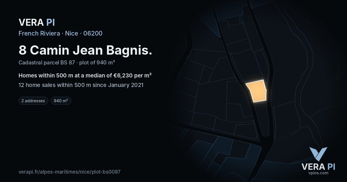 8 Camin Jean Bagnis, Nice at night – the plot lit, the parcels around coloured by the prices near them