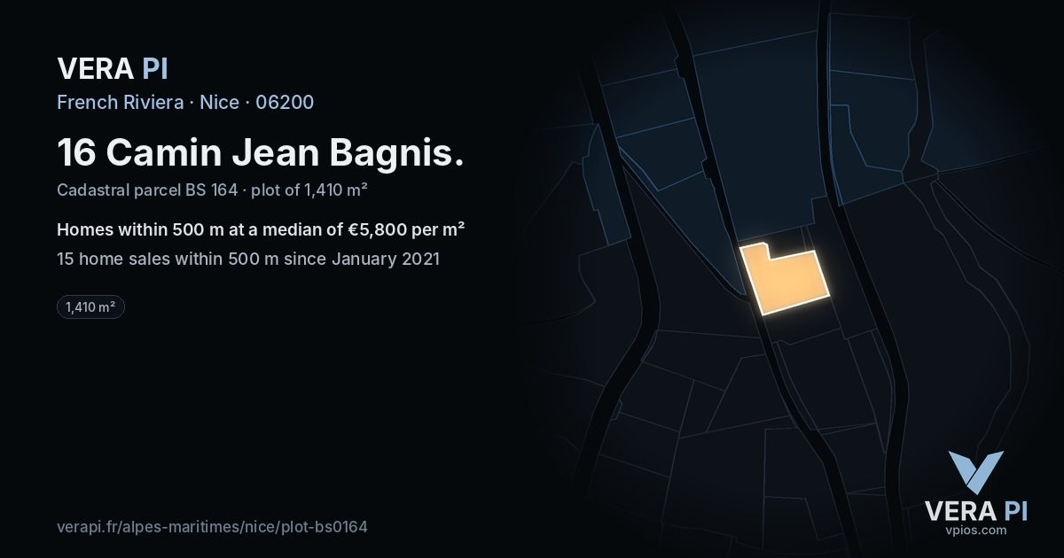 16 Camin Jean Bagnis, Nice at night – the plot lit, the parcels around coloured by the prices near them