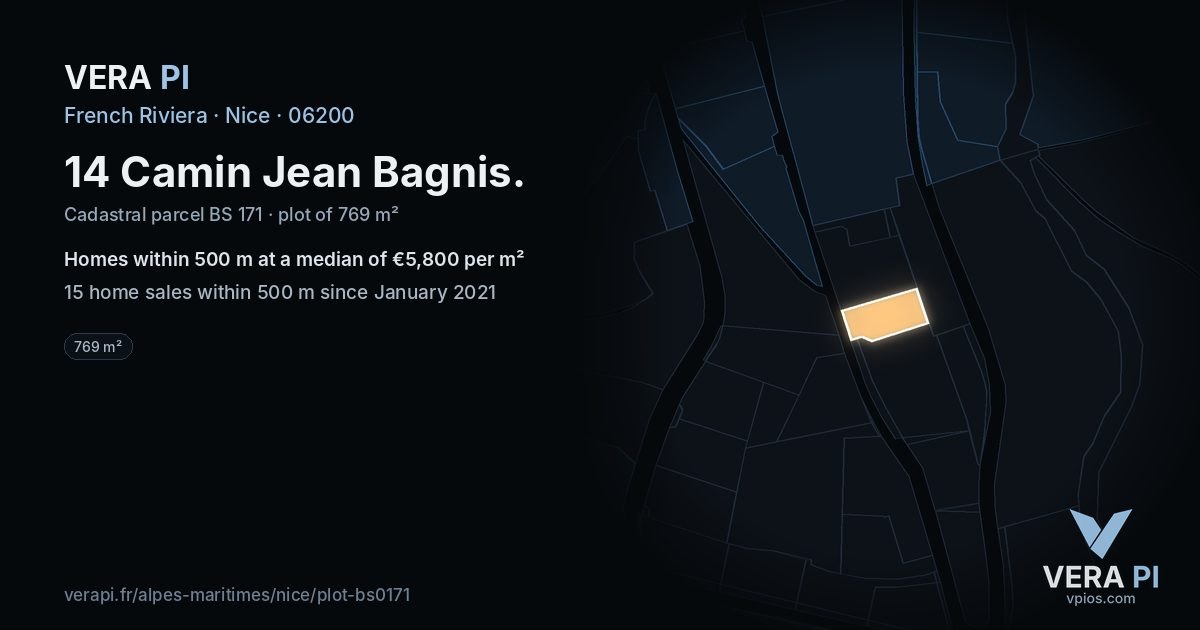 14 Camin Jean Bagnis, Nice at night – the plot lit, the parcels around coloured by the prices near them