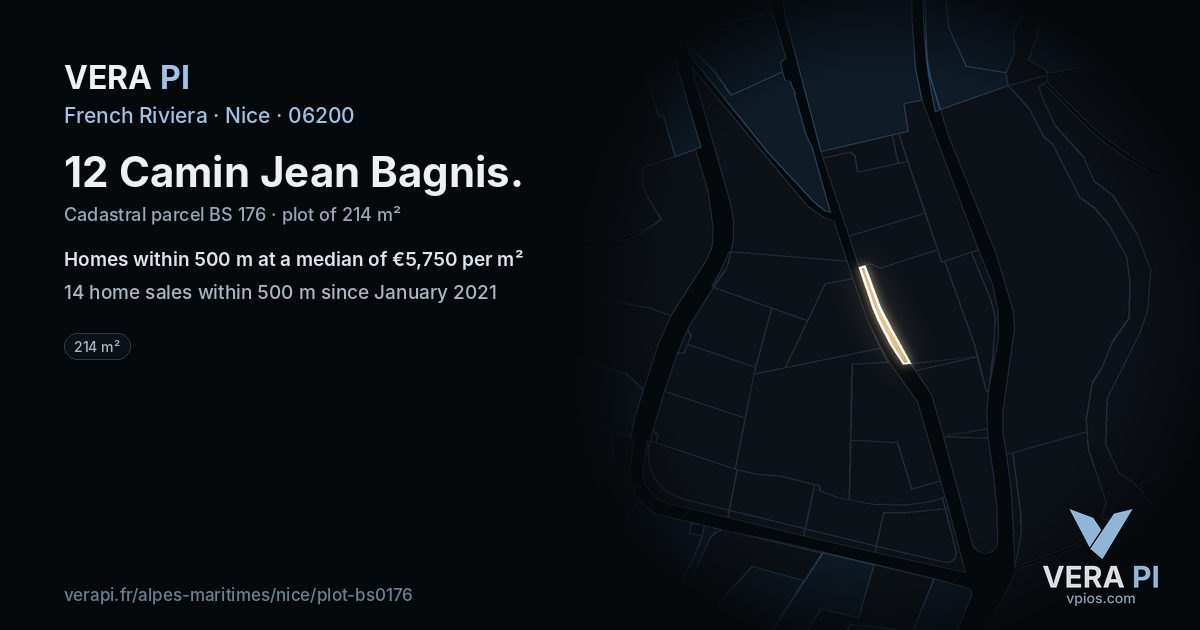 12 Camin Jean Bagnis, Nice at night – the plot lit, the parcels around coloured by the prices near them