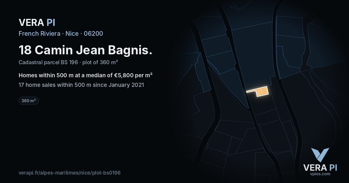 18 Camin Jean Bagnis, Nice at night – the plot lit, the parcels around coloured by the prices near them