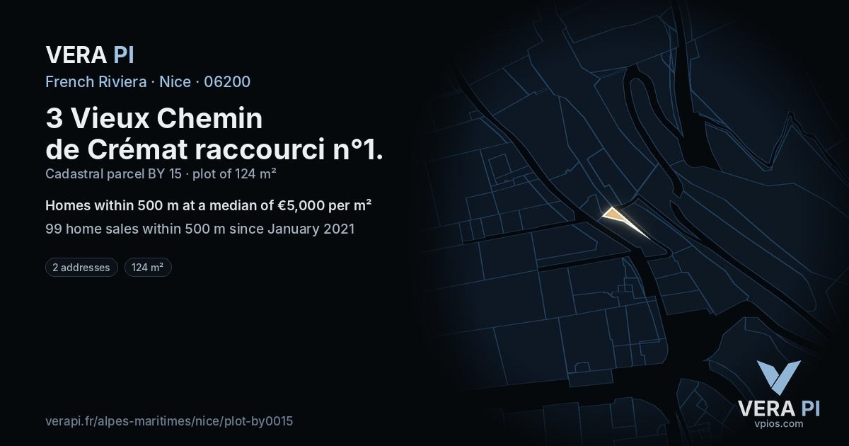 3 Vieux Chemin de Crémat raccourci n°1, Nice at night – the plot lit, the parcels around coloured by the prices near them