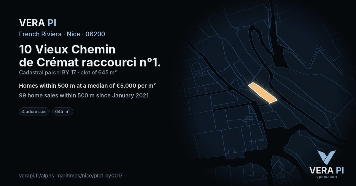 10 Vieux Chemin de Crémat raccourci n°1, Nice at night – the plot lit, the parcels around coloured by the prices near them