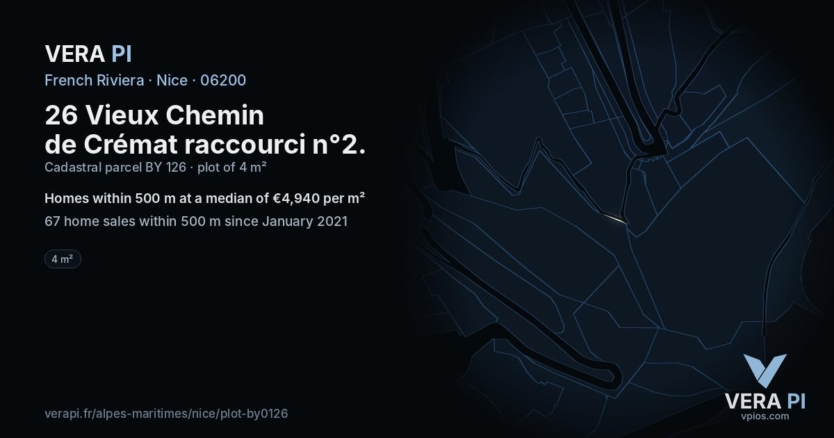26 Vieux Chemin de Crémat raccourci n°2, Nice at night – the plot lit, the parcels around coloured by the prices near them