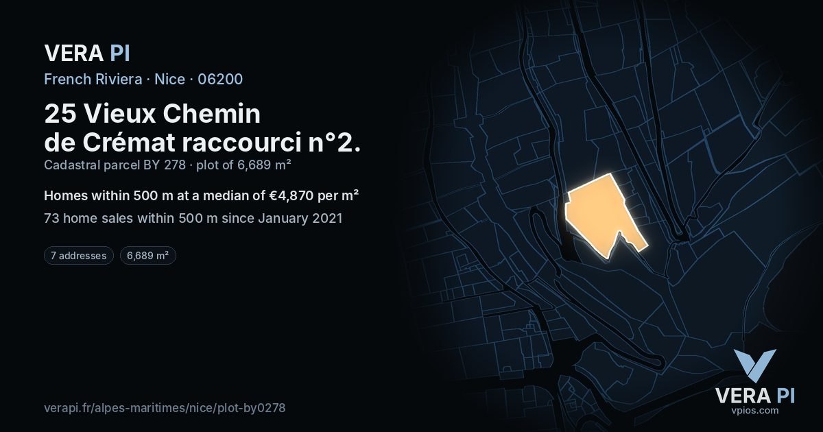 25 Vieux Chemin de Crémat raccourci n°2, Nice at night – the plot lit, the parcels around coloured by the prices near them