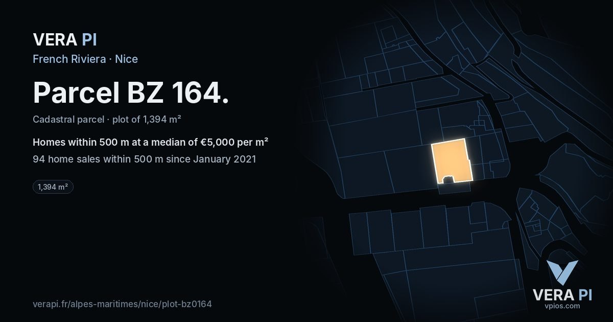 Parcel BZ 164, Nice at night – the plot lit, the parcels around coloured by the prices near them