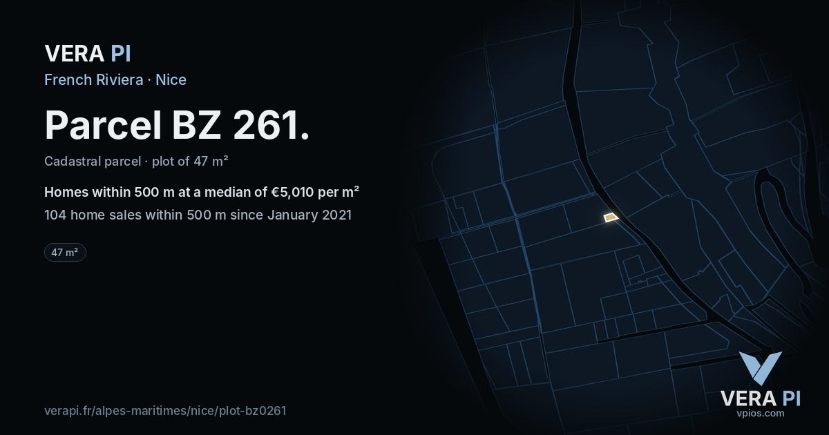 Parcel BZ 261, Nice at night – the plot lit, the parcels around coloured by the prices near them