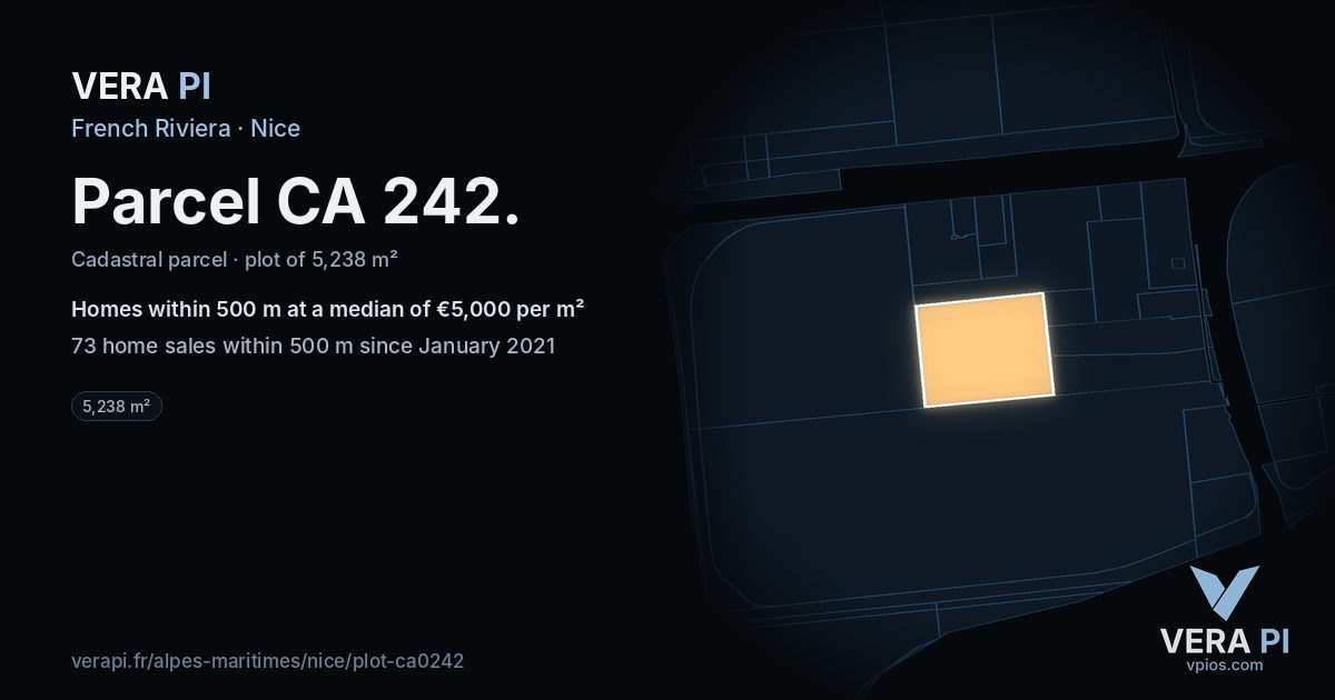 Parcel CA 242, Nice at night – the plot lit, the parcels around coloured by the prices near them