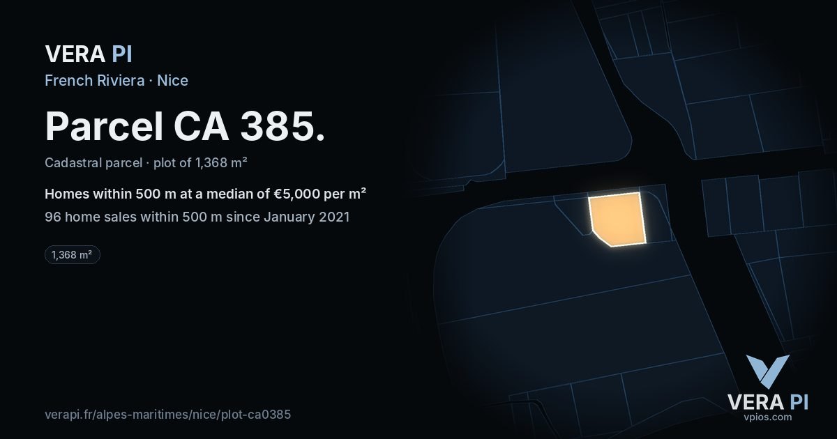 Parcel CA 385, Nice at night – the plot lit, the parcels around coloured by the prices near them