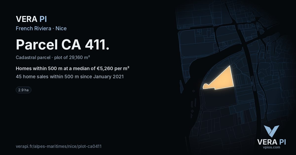 Parcel CA 411, Nice at night – the plot lit, the parcels around coloured by the prices near them