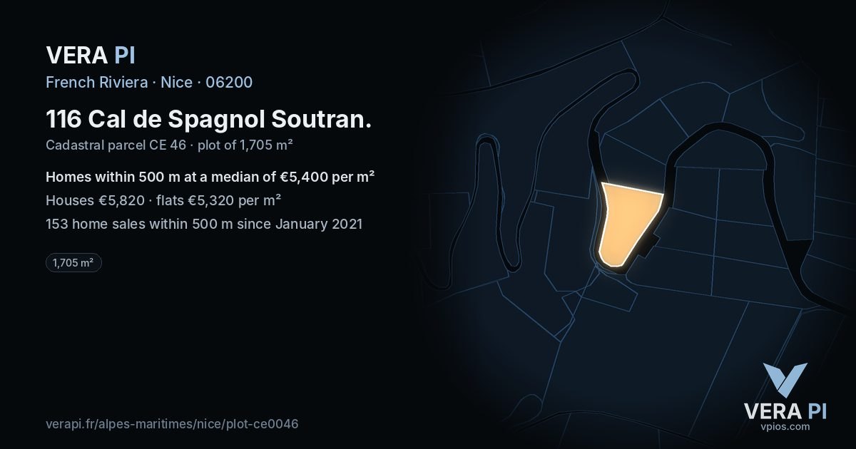 116 Cal de Spagnol Soutran, Nice at night – the plot lit, the parcels around coloured by the prices near them