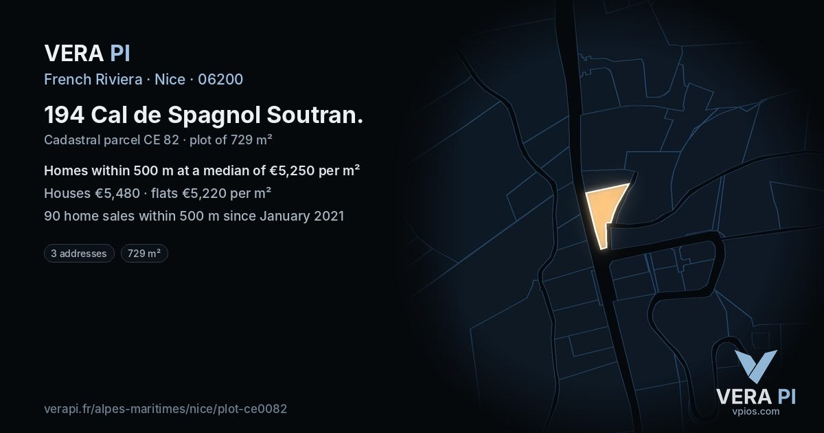 194 Cal de Spagnol Soutran, Nice at night – the plot lit, the parcels around coloured by the prices near them