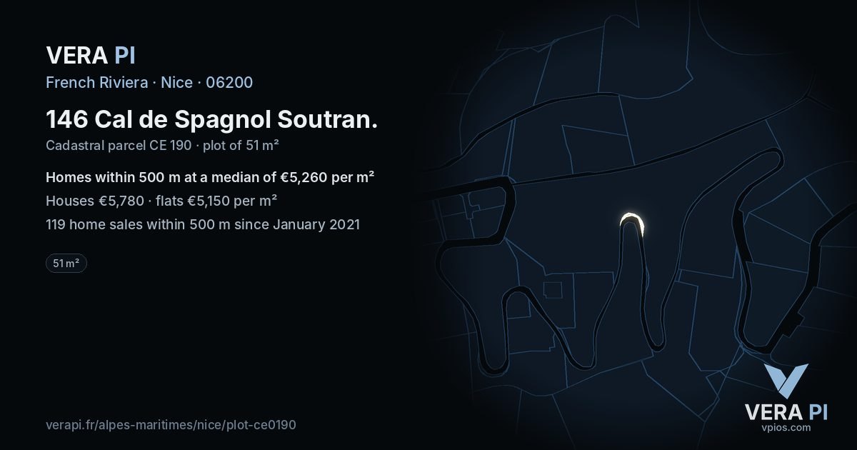 146 Cal de Spagnol Soutran, Nice at night – the plot lit, the parcels around coloured by the prices near them