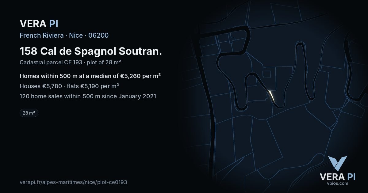 158 Cal de Spagnol Soutran, Nice at night – the plot lit, the parcels around coloured by the prices near them