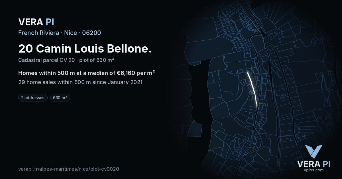 20 Camin Louis Bellone, Nice at night – the plot lit, the parcels around coloured by the prices near them