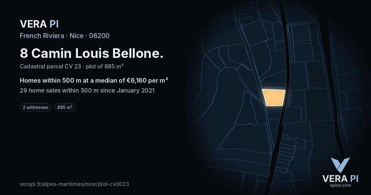 8 Camin Louis Bellone, Nice at night – the plot lit, the parcels around coloured by the prices near them