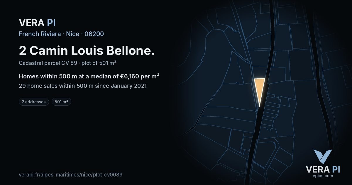 2 Camin Louis Bellone, Nice at night – the plot lit, the parcels around coloured by the prices near them