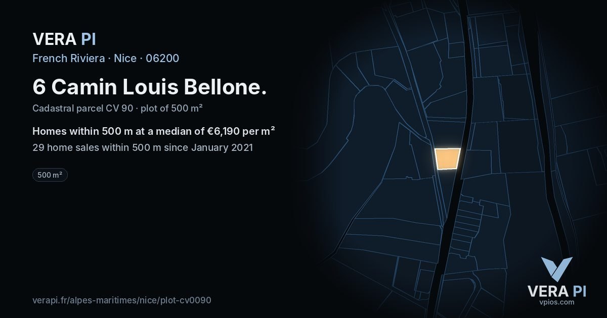 6 Camin Louis Bellone, Nice at night – the plot lit, the parcels around coloured by the prices near them