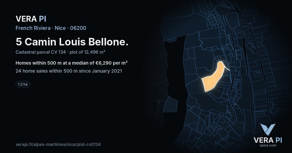 5 Camin Louis Bellone, Nice at night – the plot lit, the parcels around coloured by the prices near them