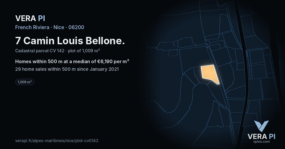 7 Camin Louis Bellone, Nice at night – the plot lit, the parcels around coloured by the prices near them