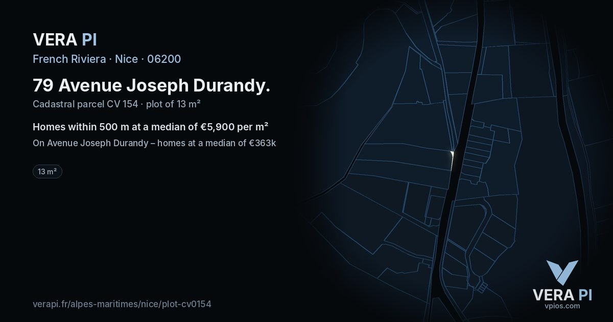 79 Avenue Joseph Durandy, Nice at night – the plot lit, the parcels around coloured by the prices near them