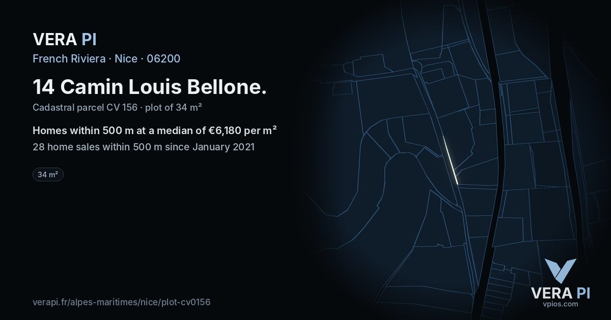 14 Camin Louis Bellone, Nice at night – the plot lit, the parcels around coloured by the prices near them