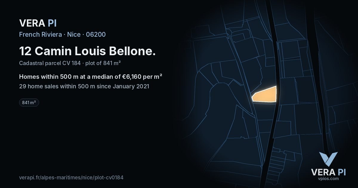 12 Camin Louis Bellone, Nice at night – the plot lit, the parcels around coloured by the prices near them