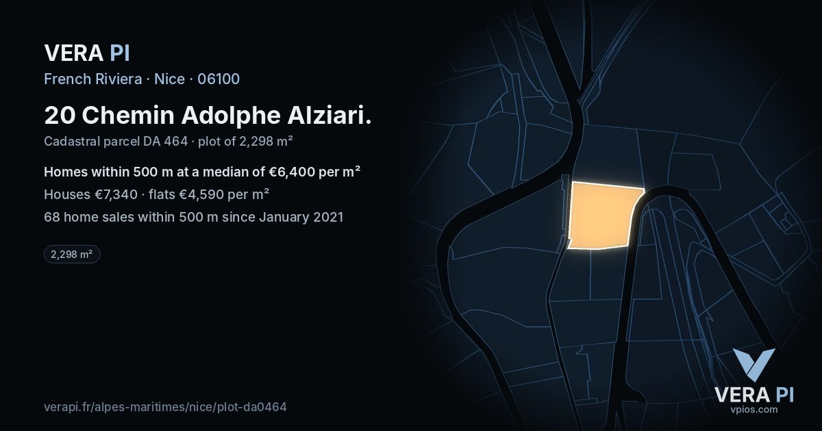 20 Chemin Adolphe Alziari, Nice at night – the plot lit, the parcels around coloured by the prices near them