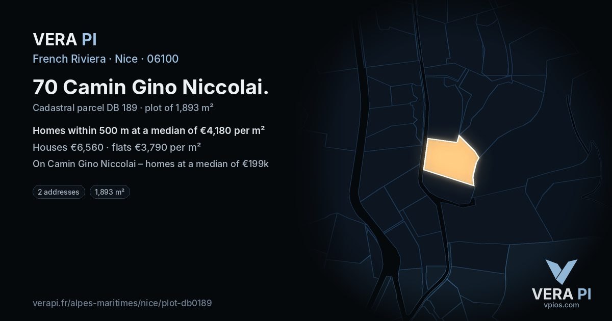 70 Camin Gino Niccolai, Nice at night – the plot lit, the parcels around coloured by the prices near them
