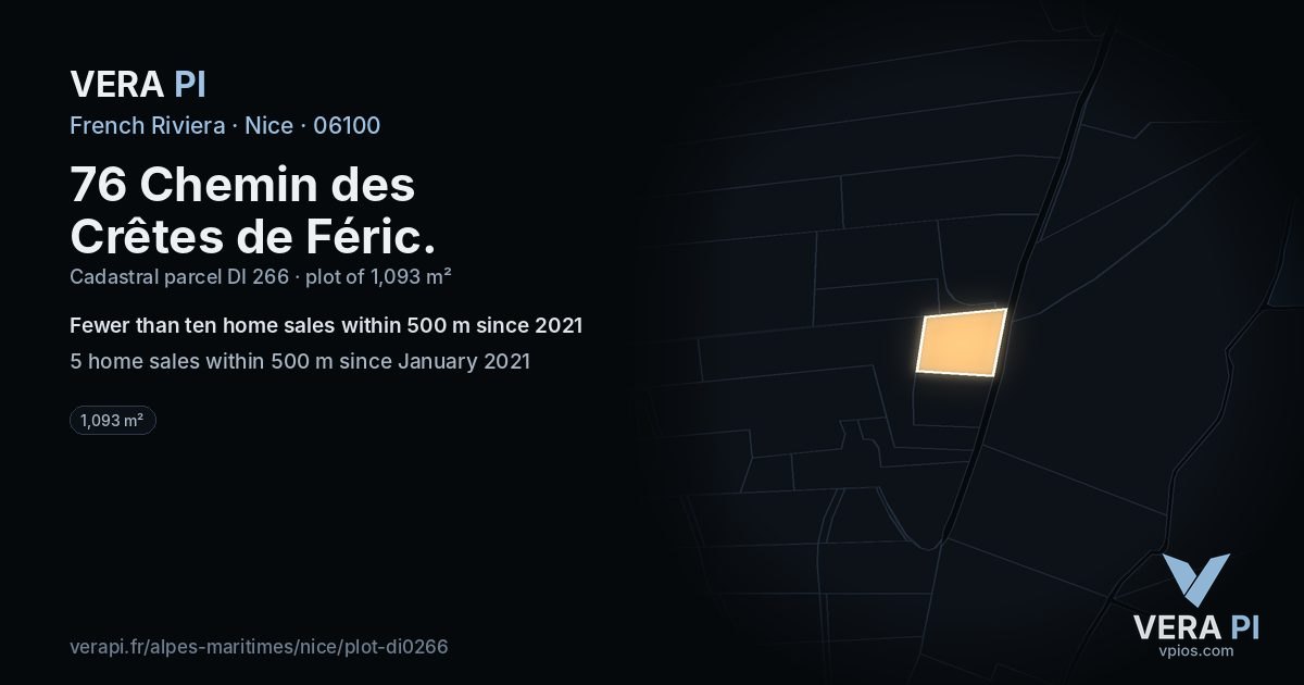 76 Chemin des Crêtes de Féric, Nice at night – the plot lit, the parcels around coloured by the prices near them