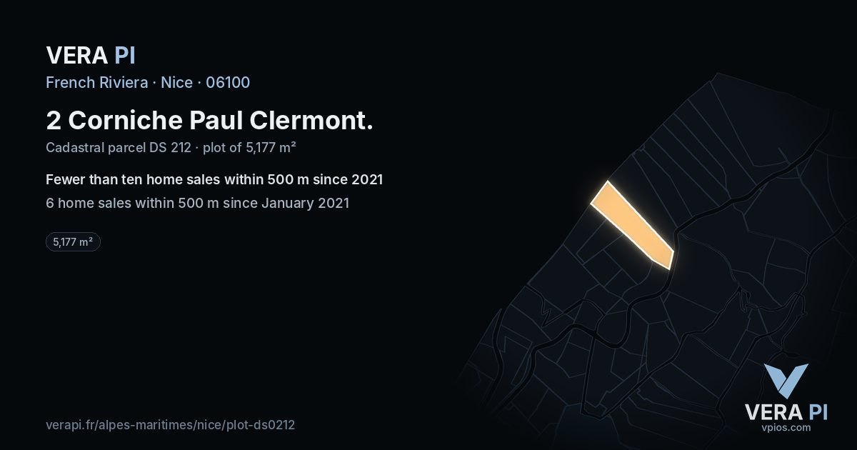 2 Corniche Paul Clermont, Nice at night – the plot lit, the parcels around coloured by the prices near them
