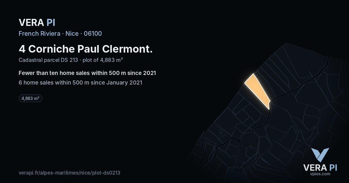 4 Corniche Paul Clermont, Nice at night – the plot lit, the parcels around coloured by the prices near them