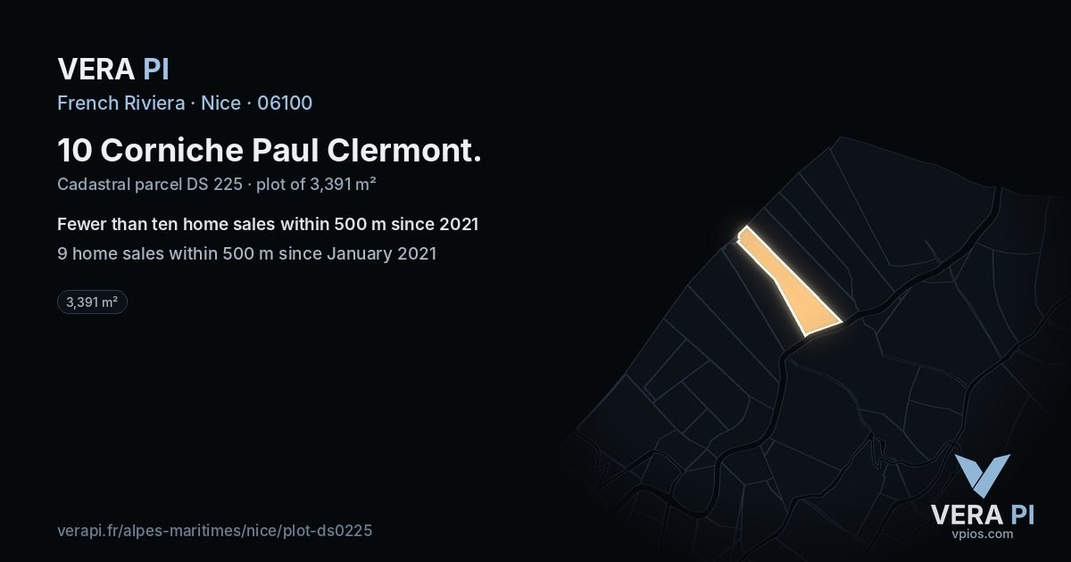 10 Corniche Paul Clermont, Nice at night – the plot lit, the parcels around coloured by the prices near them