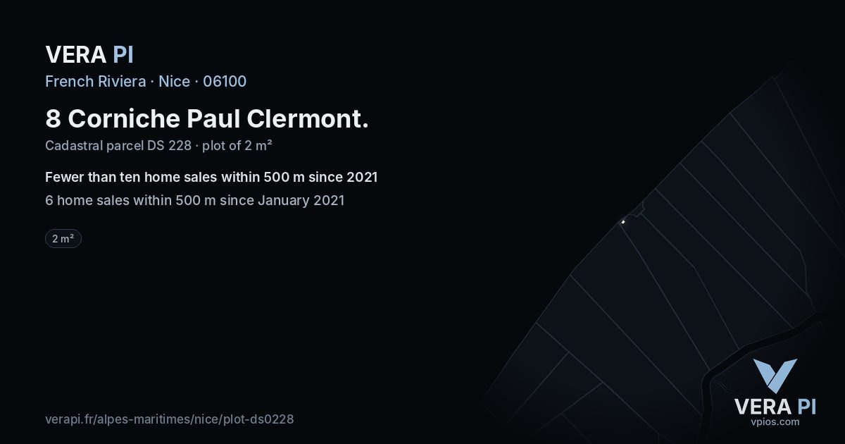 8 Corniche Paul Clermont, Nice at night – the plot lit, the parcels around coloured by the prices near them