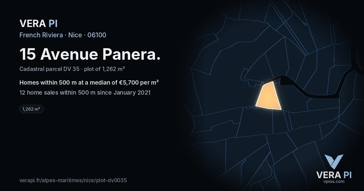 15 Avenue Panera, Nice at night – the plot lit, the parcels around coloured by the prices near them