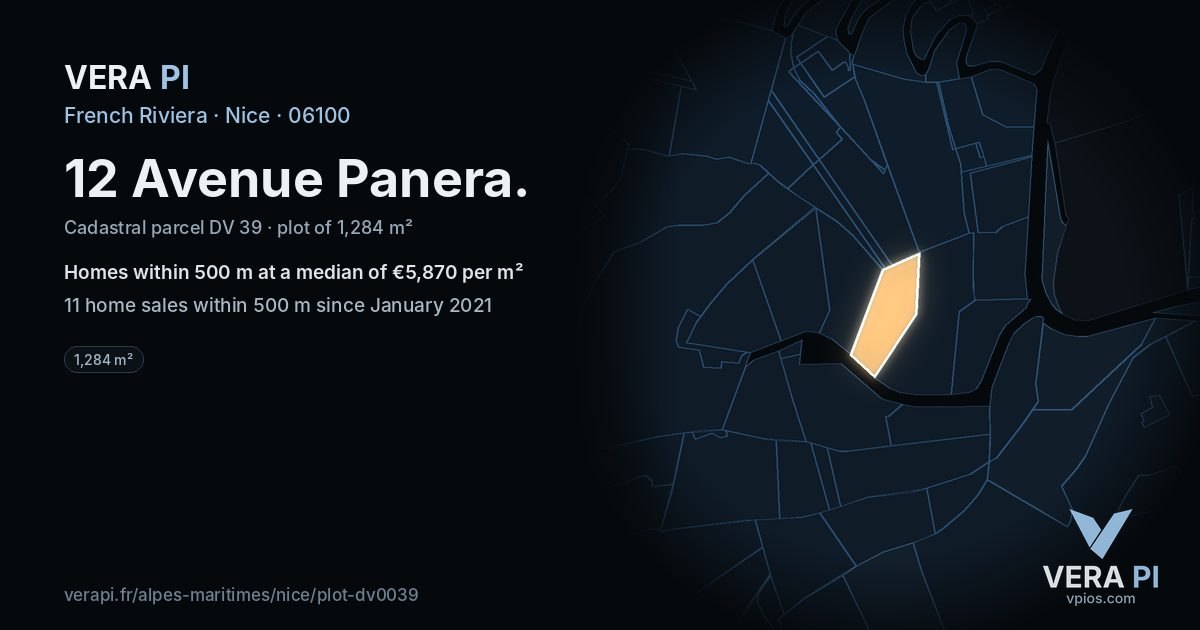 12 Avenue Panera, Nice at night – the plot lit, the parcels around coloured by the prices near them