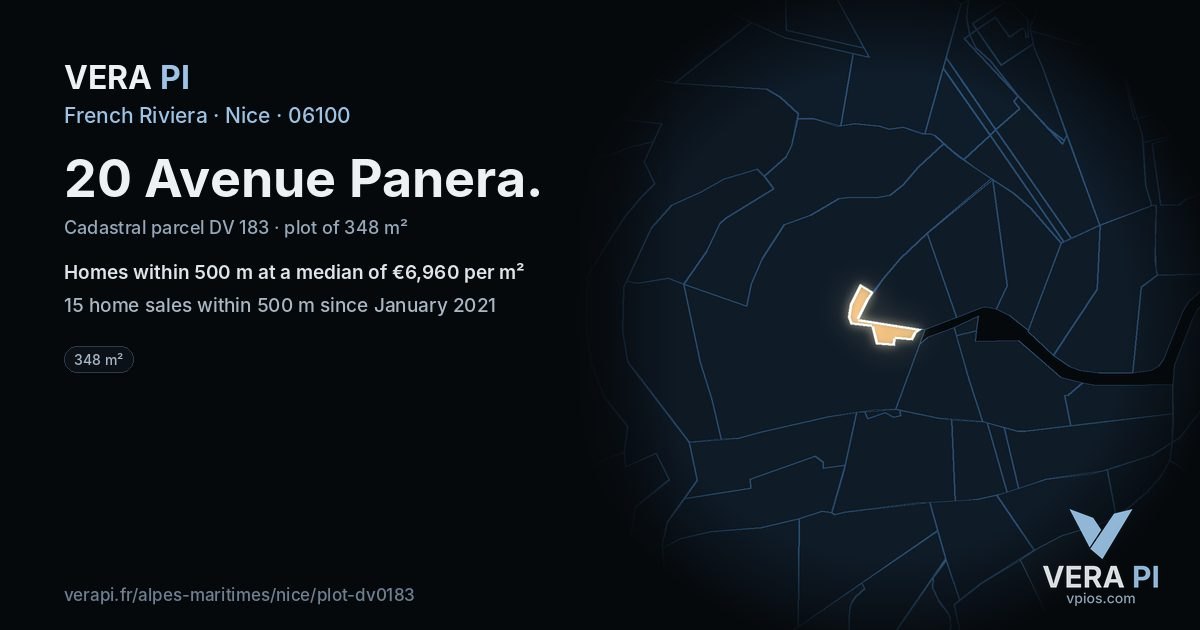 20 Avenue Panera, Nice at night – the plot lit, the parcels around coloured by the prices near them