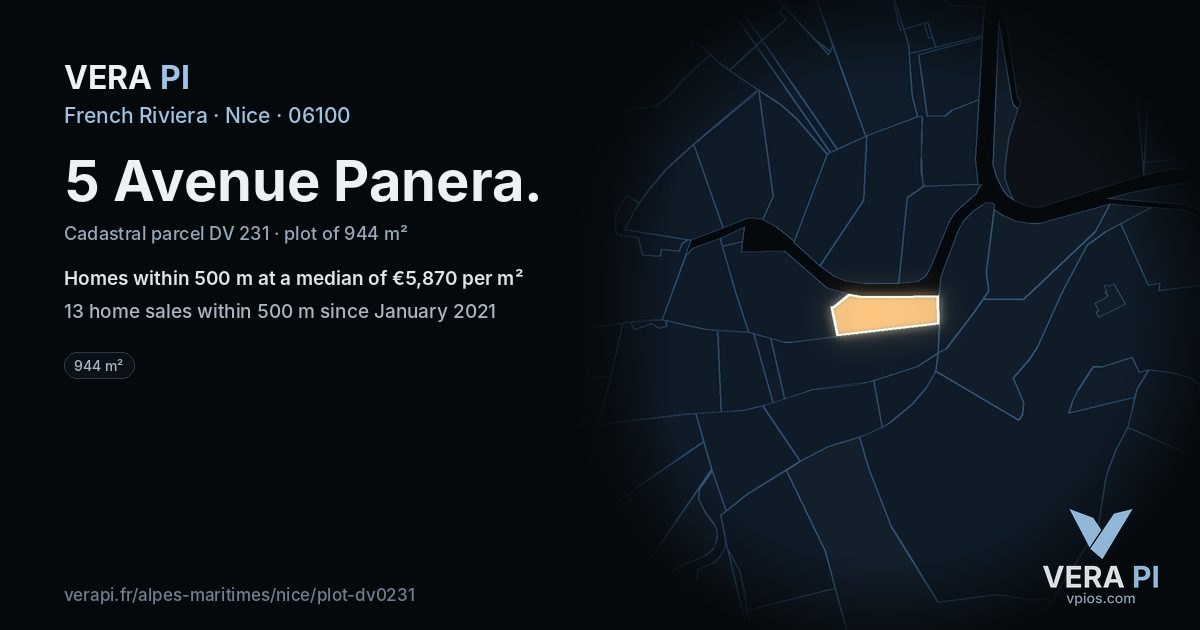 5 Avenue Panera, Nice at night – the plot lit, the parcels around coloured by the prices near them