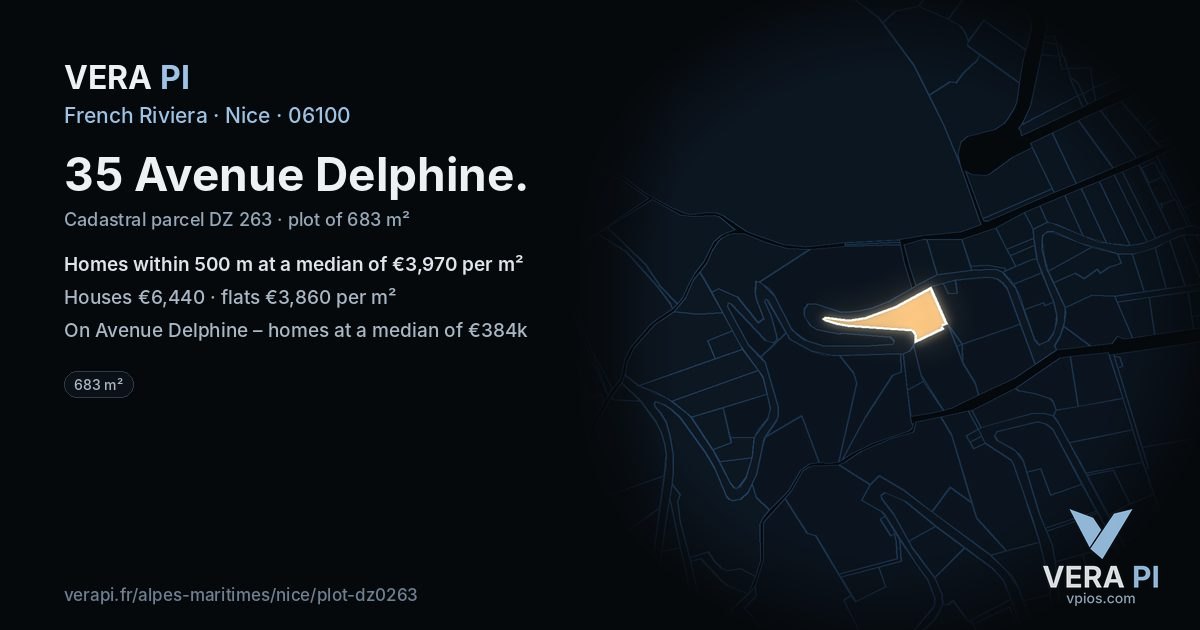 35 Avenue Delphine, Nice at night – the plot lit, the parcels around coloured by the prices near them