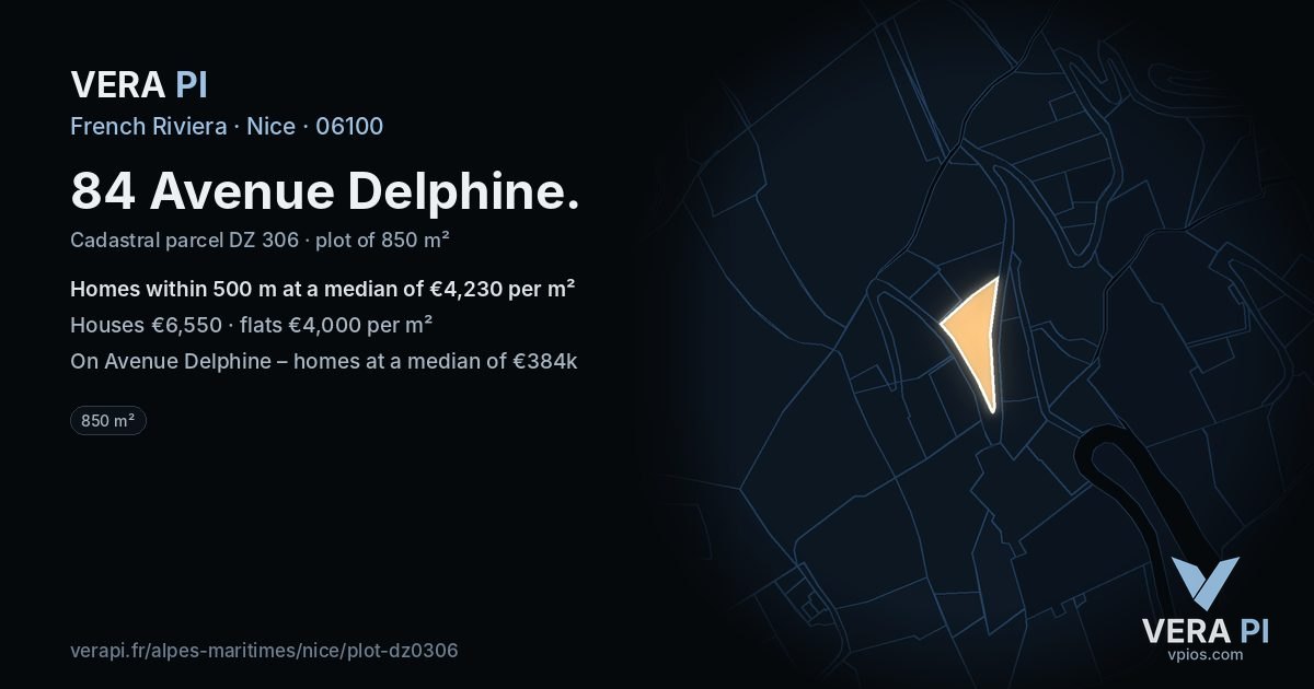 84 Avenue Delphine, Nice at night – the plot lit, the parcels around coloured by the prices near them