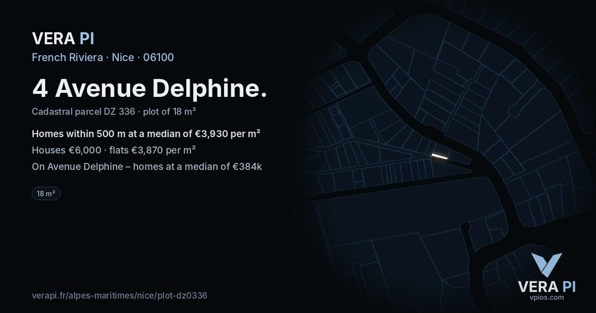 4 Avenue Delphine, Nice at night – the plot lit, the parcels around coloured by the prices near them