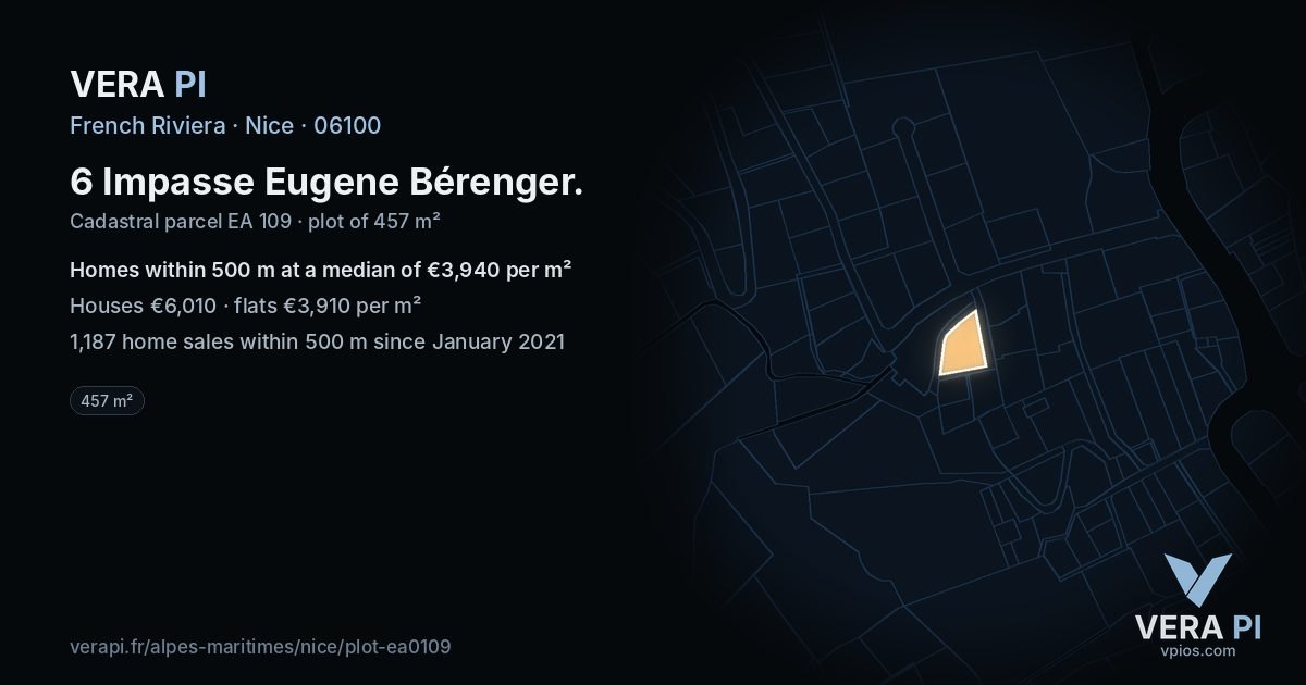 6 Impasse Eugene Bérenger, Nice at night – the plot lit, the parcels around coloured by the prices near them