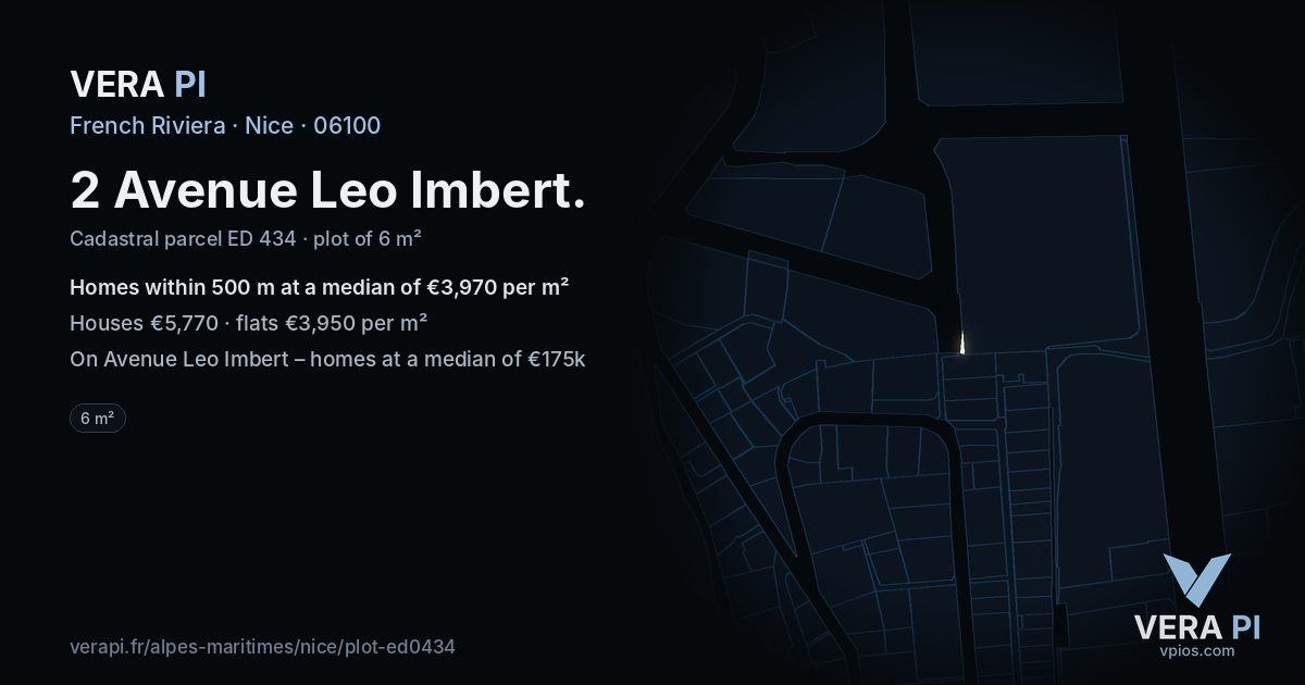2 Avenue Leo Imbert, Nice at night – the plot lit, the parcels around coloured by the prices near them